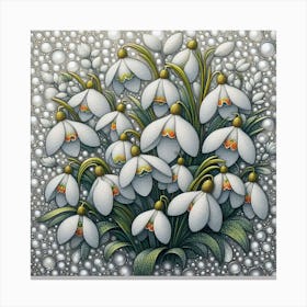 Pattern with snowdrops flowers Canvas Print