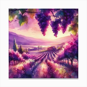 Vineyard Landscape Painting 3 Canvas Print