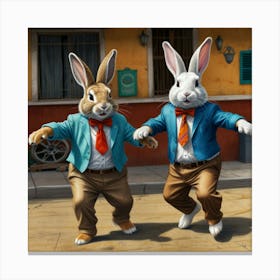 Rabbits In Suits Canvas Print