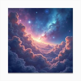 Watercolor Galaxy With Swirling Cosmic Clouds 1 Canvas Print