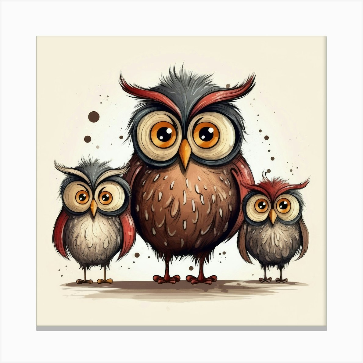 Owl Family Canvas Print by Aloke Design