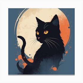 Black Cat In The Moonlight Canvas Print