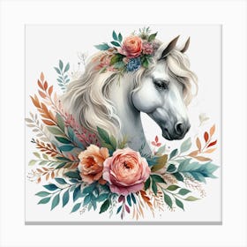 Horse With Flowers 7 Canvas Print