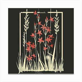 Red Flowers In A Frame Canvas Print