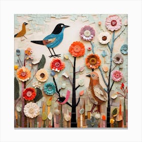 Bird In A Tree X5 With AccEffect Canvas Print