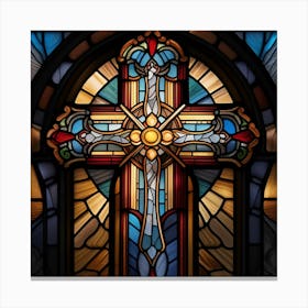 Cross stained glass window 4 Canvas Print