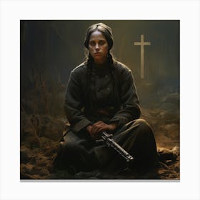 Nun In The Woods Canvas Print