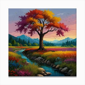 Colorful Nature Painting Art Print 2 1 Canvas Print