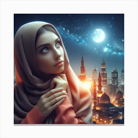 Muslim Woman In Hijab Canvas Print