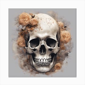 Skull With Roses Canvas Print