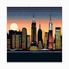 New York City Skyline 6 vector art Canvas Print