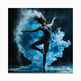 Ballet Dancer In Blue Dress Canvas Print