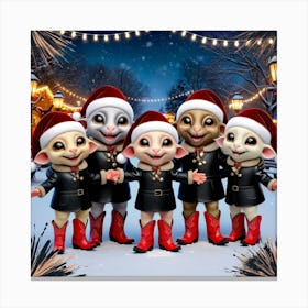 Santa'S Mice Canvas Print