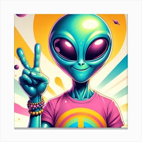 Alien Peace Sign 5 Canvas Print