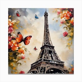 Paris With Butterflies 55 Canvas Print