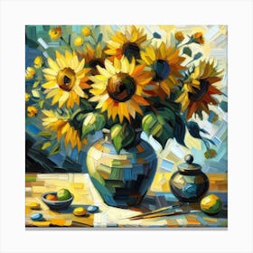 Sunflowers In A Vase 1 Canvas Print