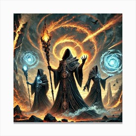 A Scene Depicting The Elemental Sorcerers Of The A Canvas Print