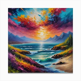 Sunset On The Beach living room and bedroom decor art painting Canvas Print