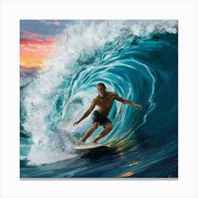 Surfer At Sunset Canvas Print