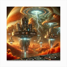 A Stunning Sci Fi Depiction Of Cloud Cities On Jup Canvas Print