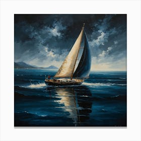 Sailboat At Night Canvas Print