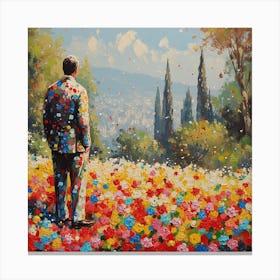 Man In Flowers Canvas Print