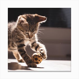 Kitten Playing With A Ball Canvas Print