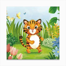 Tiger In The Garden Canvas Print