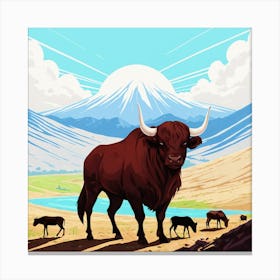 Bull In The Mountains 1 Canvas Print