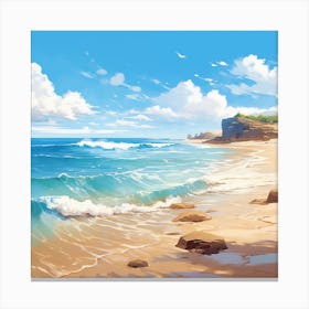 Gentle Waves On A Sandy Beach Canvas Print