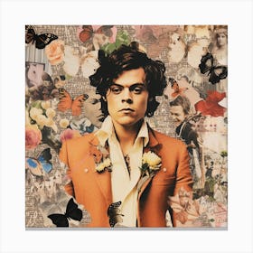 Harry Styles Butterfly Collage 1 Square Canvas Print