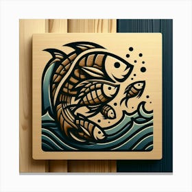 Fish In The Sea,fish school in the waves Canvas Print