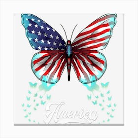 Limited Edition Butterfly Usa Flag Cute 4th Of July Funny Canvas Print