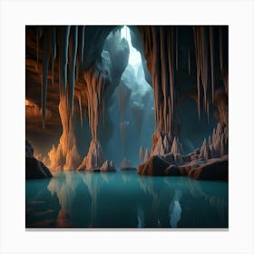 Lake Cave Subterranean Nature Water Wave Underground Canvas Print