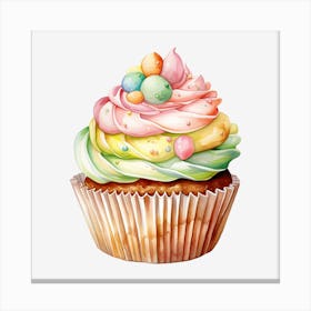 Cupcake Watercolor Illustration 1 Canvas Print