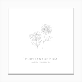 Chrysanthemum Birth Flower Square Canvas Print