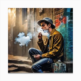 Man Smoking A Cigarette 2 Canvas Print