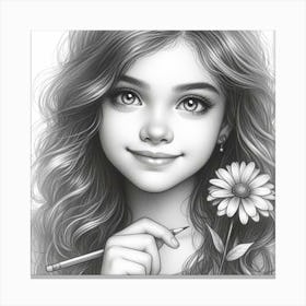 Girl With A Flower Canvas Print