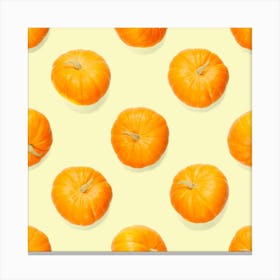 Pumpkins On A Yellow Background Canvas Print