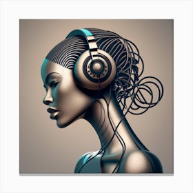 Abstract Woman With Headphones 2 Canvas Print