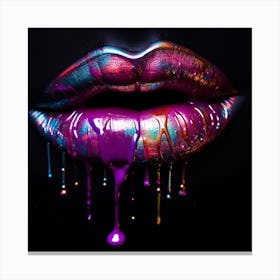 Dripping Lips Colorful Lips. Pasion concept Canvas Print