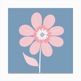 A White And Pink Flower In Minimalist Style Square Composition 106 Canvas Print