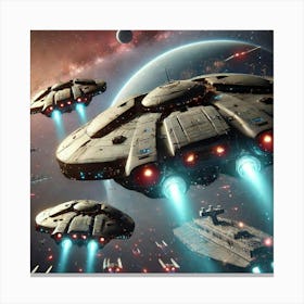 A Futuristic Sci Fi Scene Featuring Lunar Class Corvettes Canvas Print