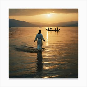 Jesus Walking In The Water 14 Canvas Print