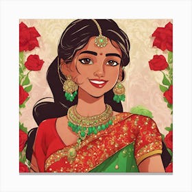 Indian Girl In Sari 6 Canvas Print