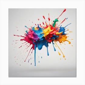 Color Paint Splash On White Colored Wall 2179204202 Canvas Print