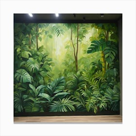 Oil Painted Realistic Mural Of Green Tropical Rain Canvas Print
