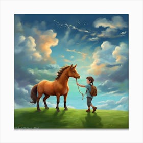 Boy And A Horse Canvas Print