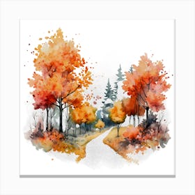 Watercolor Autumn Trees 13 Canvas Print