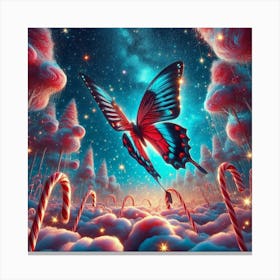 Candy Canes And Butterflies Canvas Print